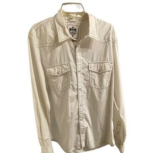 Express Fitted Long Sleeve Western Shirt Pearl Snaps XL